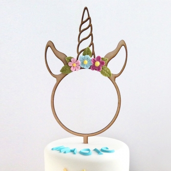 Cake Topper - Unicorn Hoop Wooden